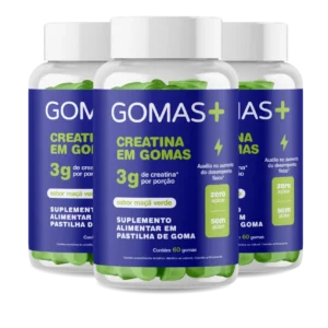 Gomas+ Creatina em Gomas - 3 potes MAÇÃ VERDE